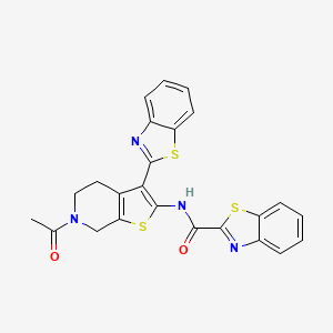 molecular formula C24H18N4O2S3 B2728746 N-[6-acetyl-3-(1,3-benzothiazol-2-yl)-4H,5H,6H,7H-thieno[2,3-c]pyridin-2-yl]-1,3-benzothiazole-2-carboxamide CAS No. 864859-54-1