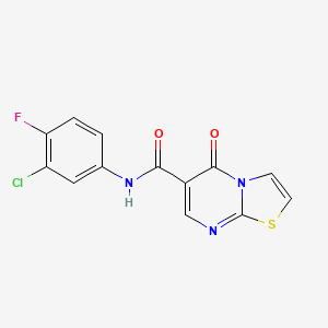 molecular formula C13H7ClFN3O2S B2728752 N-(3-chloro-4-fluorophenyl)-5-oxo-5H-[1,3]thiazolo[3,2-a]pyrimidine-6-carboxamide CAS No. 851944-30-4
