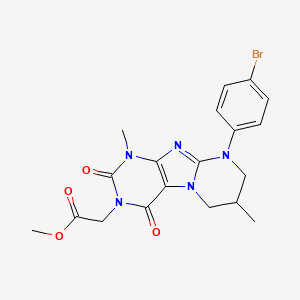 molecular formula C19H20BrN5O4 B2728757 Methyl 2-[9-(4-bromophenyl)-1,7-dimethyl-2,4-dioxo-7,8-dihydro-6H-purino[7,8-a]pyrimidin-3-yl]acetate CAS No. 876151-46-1