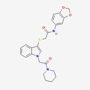 molecular formula C24H25N3O4S B2728765 N-(2H-1,3-BENZODIOXOL-5-YL)-2-({1-[2-OXO-2-(PIPERIDIN-1-YL)ETHYL]-1H-INDOL-3-YL}SULFANYL)ACETAMIDE CAS No. 878053-10-2