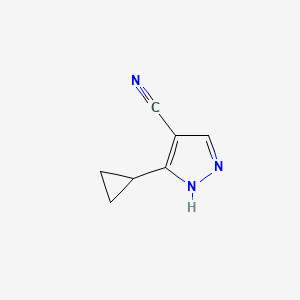 molecular formula C7H7N3 B2728779 5-cyclopropyl-1H-pyrazole-4-carbonitrile CAS No. 1029633-63-3