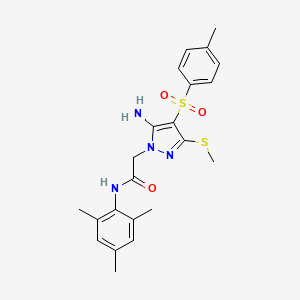 B2728800 2-(5-amino-3-(methylthio)-4-tosyl-1H-pyrazol-1-yl)-N-mesitylacetamide CAS No. 1019098-07-7