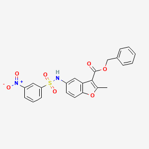 molecular formula C23H18N2O7S B2728808 BENZYL 2-METHYL-5-(3-NITROBENZENESULFONAMIDO)-1-BENZOFURAN-3-CARBOXYLATE CAS No. 431909-81-8