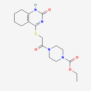 molecular formula C17H24N4O4S B2728816 ethyl 4-{2-[(2-oxo-1,2,5,6,7,8-hexahydroquinazolin-4-yl)sulfanyl]acetyl}piperazine-1-carboxylate CAS No. 946372-35-6
