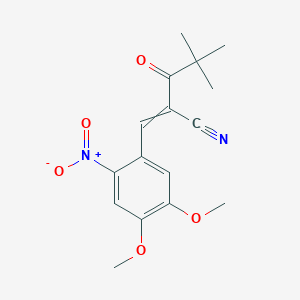 molecular formula C16H18N2O5 B2728844 2-[(4,5-Dimethoxy-2-nitrophenyl)methylidene]-4,4-dimethyl-3-oxopentanenitrile CAS No. 540517-76-8