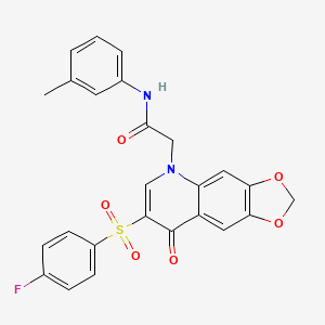 molecular formula C25H19FN2O6S B2728849 2-[7-(4-fluorobenzenesulfonyl)-8-oxo-2H,5H,8H-[1,3]dioxolo[4,5-g]quinolin-5-yl]-N-(3-methylphenyl)acetamide CAS No. 866811-09-8
