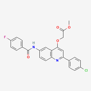 molecular formula C25H18ClFN2O4 B2728873 Methyl 2-((2-(4-chlorophenyl)-6-(4-fluorobenzamido)quinolin-4-yl)oxy)acetate CAS No. 1358620-09-3