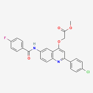 Methyl 2-((2-(4-chlorophenyl)-6-(4-fluorobenzamido)quinolin-4-yl)oxy)acetate