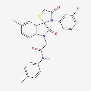 2-(3'-(3-fluorophenyl)-5-methyl-2,4'-dioxospiro[indoline-3,2'-thiazolidin]-1-yl)-N-(p-tolyl)acetamide