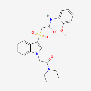 molecular formula C23H27N3O5S B2728895 N,N-diethyl-2-(3-((2-((2-methoxyphenyl)amino)-2-oxoethyl)sulfonyl)-1H-indol-1-yl)acetamide CAS No. 878056-35-0