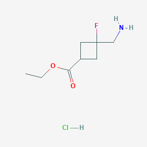 Ethyl 3-(aminomethyl)-3-fluorocyclobutane-1-carboxylate;hydrochloride