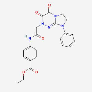 molecular formula C22H21N5O5 B2728923 ethyl 4-(2-(3,4-dioxo-8-phenyl-3,4,7,8-tetrahydroimidazo[2,1-c][1,2,4]triazin-2(6H)-yl)acetamido)benzoate CAS No. 941975-79-7