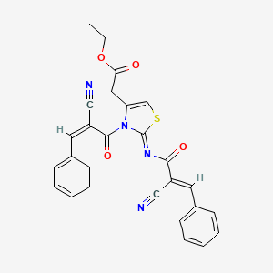 Ethyl 2-[3-[(Z)-2-cyano-3-phenylprop-2-enoyl]-2-[(E)-2-cyano-3-phenylprop-2-enoyl]imino-1,3-thiazol-4-yl]acetate