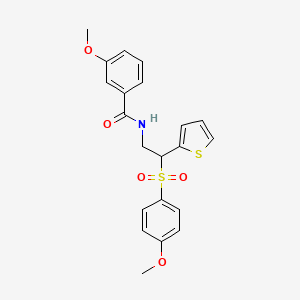 molecular formula C21H21NO5S2 B2728946 3-methoxy-N-[2-[(4-methoxyphenyl)sulfonyl]-2-(2-thienyl)ethyl]benzamide CAS No. 946348-41-0