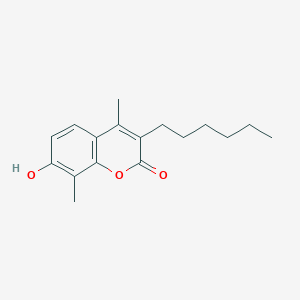 molecular formula C17H22O3 B2728948 3-hexyl-7-hydroxy-4,8-dimethyl-2H-chromen-2-one CAS No. 405918-92-5