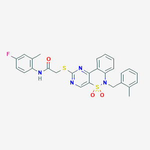 N-(4-fluoro-2-methylphenyl)-2-((6-(2-methylbenzyl)-5,5-dioxido-6H-benzo[c]pyrimido[4,5-e][1,2]thiazin-2-yl)thio)acetamide