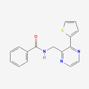 molecular formula C16H13N3OS B2728958 N-((3-(thiophen-2-yl)pyrazin-2-yl)methyl)benzamide CAS No. 2034238-75-8