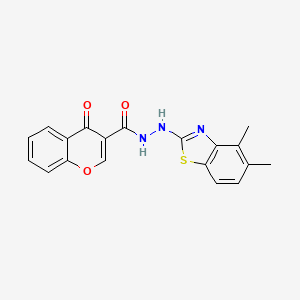 molecular formula C19H15N3O3S B2728965 N'-(4,5-dimethylbenzo[d]thiazol-2-yl)-4-oxo-4H-chromene-3-carbohydrazide CAS No. 851980-58-0