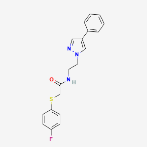 molecular formula C19H18FN3OS B2728977 2-((4-fluorophenyl)thio)-N-(2-(4-phenyl-1H-pyrazol-1-yl)ethyl)acetamide CAS No. 2034368-80-2
