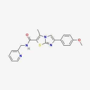 molecular formula C20H18N4O2S B2728985 6-(4-methoxyphenyl)-3-methyl-N-(pyridin-2-ylmethyl)imidazo[2,1-b]thiazole-2-carboxamide CAS No. 852134-83-9