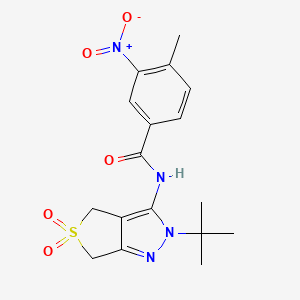 molecular formula C17H20N4O5S B2728998 N-{2-tert-butyl-5,5-dioxo-2H,4H,6H-5lambda6-thieno[3,4-c]pyrazol-3-yl}-4-methyl-3-nitrobenzamide CAS No. 449784-35-4