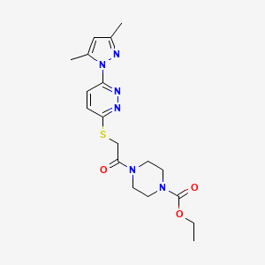 ethyl 4-(2-((6-(3,5-dimethyl-1H-pyrazol-1-yl)pyridazin-3-yl)thio)acetyl)piperazine-1-carboxylate
