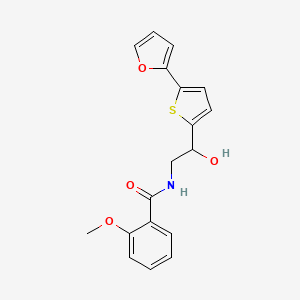 molecular formula C18H17NO4S B2729029 N-{2-[5-(furan-2-yl)thiophen-2-yl]-2-hydroxyethyl}-2-methoxybenzamide CAS No. 2319723-49-2