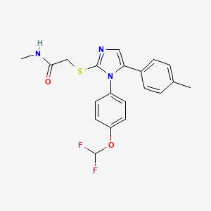 molecular formula C20H19F2N3O2S B2729032 2-((1-(4-(difluoromethoxy)phenyl)-5-(p-tolyl)-1H-imidazol-2-yl)thio)-N-methylacetamide CAS No. 1226450-99-2