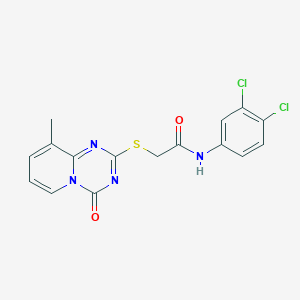 molecular formula C16H12Cl2N4O2S B2729044 N-(3,4-二氯苯基)-2-(9-甲基-4-氧代吡啶并[1,2-a][1,3,5]三嗪-2-基)硫代乙酰胺 CAS No. 896347-18-5
