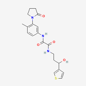 molecular formula C20H23N3O4S B2729077 N-[3-hydroxy-3-(thiophen-3-yl)propyl]-N'-[4-methyl-3-(2-oxopyrrolidin-1-yl)phenyl]ethanediamide CAS No. 2329716-57-4