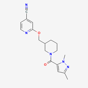 2-[[1-(2,5-Dimethylpyrazole-3-carbonyl)piperidin-3-yl]methoxy]pyridine-4-carbonitrile