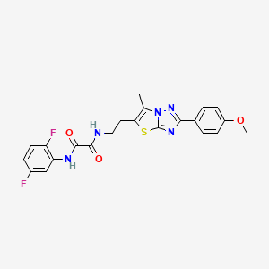 molecular formula C22H19F2N5O3S B2729126 N'-(2,5-difluorophenyl)-N-{2-[2-(4-methoxyphenyl)-6-methyl-[1,2,4]triazolo[3,2-b][1,3]thiazol-5-yl]ethyl}ethanediamide CAS No. 896321-35-0