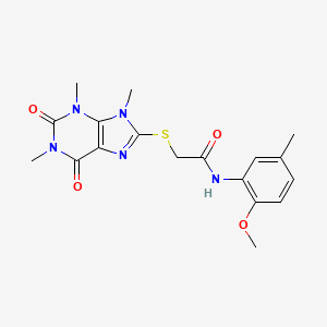 molecular formula C18H21N5O4S B2729135 N-(2-methoxy-5-methylphenyl)-2-[(1,3,9-trimethyl-2,6-dioxo-2,3,6,9-tetrahydro-1H-purin-8-yl)sulfanyl]acetamide CAS No. 897454-19-2