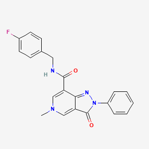 molecular formula C21H17FN4O2 B2729176 N-[(4-fluorophenyl)methyl]-5-methyl-3-oxo-2-phenyl-2H,3H,5H-pyrazolo[4,3-c]pyridine-7-carboxamide CAS No. 921574-30-3