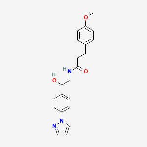 molecular formula C21H23N3O3 B2729184 N-{2-hydroxy-2-[4-(1H-pyrazol-1-yl)phenyl]ethyl}-3-(4-methoxyphenyl)propanamide CAS No. 2415542-93-5