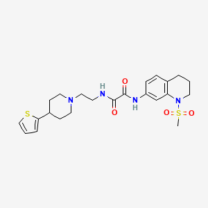 molecular formula C23H30N4O4S2 B2729223 N-(1-methanesulfonyl-1,2,3,4-tetrahydroquinolin-7-yl)-N'-{2-[4-(thiophen-2-yl)piperidin-1-yl]ethyl}ethanediamide CAS No. 1428351-87-4