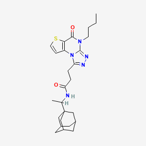 molecular formula C26H35N5O2S B2729243 N-(1-((3r,5r,7r)-adamantan-1-yl)ethyl)-3-(4-butyl-5-oxo-4,5-dihydrothieno[2,3-e][1,2,4]triazolo[4,3-a]pyrimidin-1-yl)propanamide CAS No. 1223928-24-2