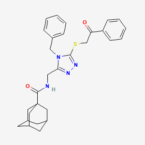 molecular formula C29H32N4O2S B2729268 N-({4-benzyl-5-[(2-oxo-2-phenylethyl)sulfanyl]-4H-1,2,4-triazol-3-yl}methyl)adamantane-1-carboxamide CAS No. 477303-34-7