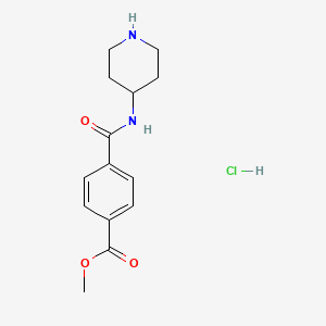 molecular formula C14H19ClN2O3 B2729282 Methyl 4-(piperidin-4-ylcarbamoyl)benzoate hydrochloride CAS No. 1233954-88-5