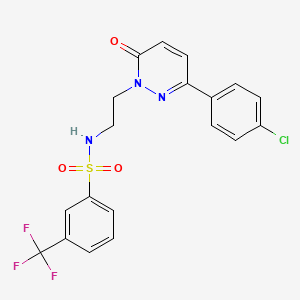 molecular formula C19H15ClF3N3O3S B2729287 N-{2-[3-(4-chlorophenyl)-6-oxo-1,6-dihydropyridazin-1-yl]ethyl}-3-(trifluoromethyl)benzene-1-sulfonamide CAS No. 921513-60-2