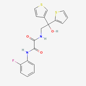 molecular formula C18H15FN2O3S2 B2729290 N'-(2-fluorophenyl)-N-[2-hydroxy-2-(thiophen-2-yl)-2-(thiophen-3-yl)ethyl]ethanediamide CAS No. 2034238-03-2
