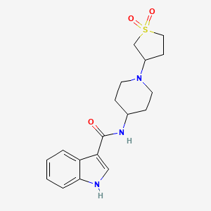 molecular formula C18H23N3O3S B2729295 N-(1-(1,1-dioxidotetrahydrothiophen-3-yl)piperidin-4-yl)-1H-indole-3-carboxamide CAS No. 2034310-69-3