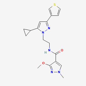 N-(2-(5-cyclopropyl-3-(thiophen-3-yl)-1H-pyrazol-1-yl)ethyl)-3-methoxy-1-methyl-1H-pyrazole-4-carboxamide