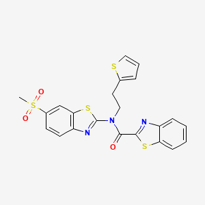 molecular formula C22H17N3O3S4 B2729299 N-(6-(methylsulfonyl)benzo[d]thiazol-2-yl)-N-(2-(thiophen-2-yl)ethyl)benzo[d]thiazole-2-carboxamide CAS No. 922472-84-2