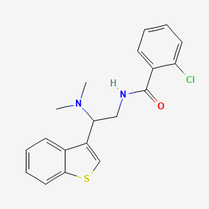 molecular formula C19H19ClN2OS B2729322 N-[2-(1-benzothiophen-3-yl)-2-(dimethylamino)ethyl]-2-chlorobenzamide CAS No. 2034464-38-3