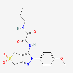 molecular formula C17H20N4O5S B2729344 N'-[2-(4-methoxyphenyl)-5,5-dioxo-2H,4H,6H-5lambda6-thieno[3,4-c]pyrazol-3-yl]-N-propylethanediamide CAS No. 899961-56-9