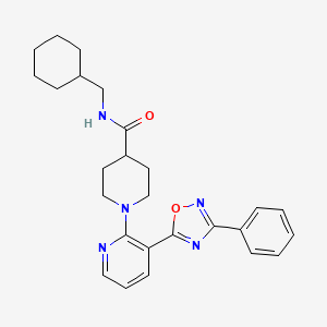 molecular formula C26H31N5O2 B2729352 N-(cyclohexylmethyl)-1-[3-(3-phenyl-1,2,4-oxadiazol-5-yl)pyridin-2-yl]piperidine-4-carboxamide CAS No. 1251549-52-6