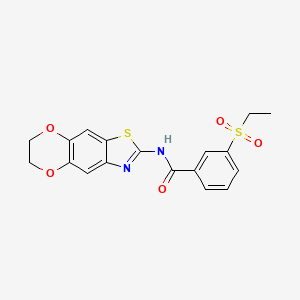 molecular formula C18H16N2O5S2 B2729375 N-{10,13-dioxa-4-thia-6-azatricyclo[7.4.0.0^{3,7}]trideca-1,3(7),5,8-tetraen-5-yl}-3-(ethanesulfonyl)benzamide CAS No. 886926-49-4