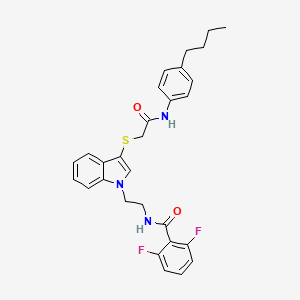 molecular formula C29H29F2N3O2S B2729406 N-{2-[3-({[(4-butylphenyl)carbamoyl]methyl}sulfanyl)-1H-indol-1-yl]ethyl}-2,6-difluorobenzamide CAS No. 851714-44-8