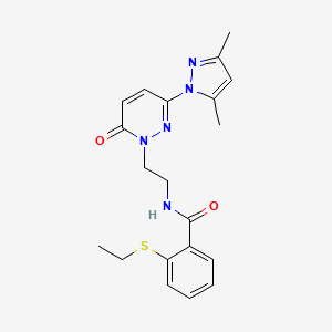 molecular formula C20H23N5O2S B2729408 N-(2-(3-(3,5-dimethyl-1H-pyrazol-1-yl)-6-oxopyridazin-1(6H)-yl)ethyl)-2-(ethylthio)benzamide CAS No. 1396795-17-7